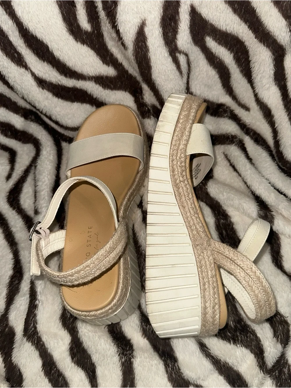 Altar’d State Women’s Cream Platform Sandals with Ankle Strap